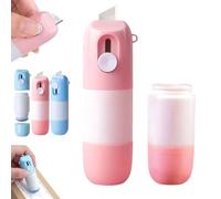 Genérico 2-in-1 Box Cutter & Thermal Paper Eraser, Thermal Ink Remover Includes Refill Pack, Label Correction Pen with Mini Box Cutter, Privacy Protection for Labels & Receipts (Pink)