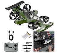 Genérico 2 in 1 Flying RC Car Drone,360° High Speed Rechargeable Dual Mode Remote Control Drone,3 Speeds Adjustable 2.4Ghz 4WD Stunt Car,Birthday Gifts for Boys and Girls (Green)