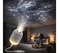 Genérico 2-in-1 Galaxy Star Projector & Night Light, 360° Rotating Portable Starry Sky Lamp with HD Films, USB Powered, Adjustable Brightness, Perfect Room Decor for Kids & Adults (White(3 PCS Film))