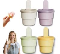 Genérico 2 in 1 Ice Cream Containers for Homemade Ice Cream, Reusable Freezer Storage Set with Silicone Lids & Sticks, Leak-Proof Design for Easy-Release and Portion Control (Mix)