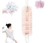 Genérico 2-in-1 Shower Pouf & Back Scrubber, Exfoliating Washcloth Towel with Suction Cup, Back Scrubber For Shower, Net Sponge Rag for Use in Showers Bath (Peach)