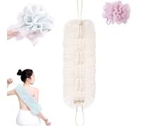 Genérico 2-in-1 Shower Pouf & Back Scrubber, Exfoliating Washcloth Towel with Suction Cup, Back Scrubber For Shower, Net Sponge Rag for Use in Showers Bath (White)