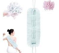 Genérico 2-in-1 Shower Pouf & Back Scrubber, Exfoliating Washcloth Towel with Suction Cup, Back Scrubber For Shower, Net Sponge Rag for Use in Showers Bath (Blue)
