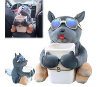 Genérico 2 in 1 Tissue Box and Trash Can, Cute Plush Cartoon Car Trash Bin, Soft Doggie Tissue Holder and Trashs Can, Multifunctional Animal Paper Box for Car and Homes