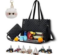 Genérico 2 in 1 Tote Bag Lunch Bag Combo, Packuum 3 in 1 Tote Bag, 15.6 Inch Tote Bags with Lunch Compartment (Black)