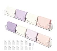 Genérico 2 Pack Acrylic Business Card Holder Wall Mount Display Rack | 38cm Clear Acrylic Business Card Holders, 2 Pack; Wall Display Rack With Dividers For Cards, Flyers And Postcards