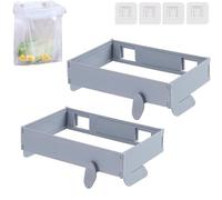 Genérico 2 Pack Foldable Trash Bag Holder, New Space-Saving Foldable Trash Bag Holder, Hanging Waste Garbage Can Rack with Fixing Snap for Kitchen, Cabinets, Doors, Cupboards (2PC A)