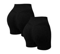 Genérico 2 Pack Mallas Deporte Mujer Cortas Cintura Alta Pantalones Cortos Deportes Push Up Antirozaduras Pantalon Corto Deportivos Anticeluliticos Short Yoga Gimnasio Ciclismo Jogging Leggins Shorts