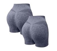 Genérico 2 Pack Mallas Deporte Mujer Cortas Cintura Alta Pantalones Cortos Deportes Push Up Antirozaduras Pantalon Corto Deportivos Anticeluliticos Short Yoga Gimnasio Ciclismo Jogging Leggins Shorts