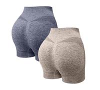 Genérico 2 Pack Mallas Deporte Mujer Cortas Cintura Alta Pantalones Cortos Deportes Push Up Antirozaduras Pantalon Corto Deportivos Anticeluliticos Short Yoga Gimnasio Ciclismo Jogging Leggins Shorts