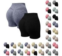 Genérico 2 Pack Mallas Deporte Mujer Cortas Cintura Alta Pantalones Cortos Deportes Push Up Antirozaduras Pantalon Corto Deportivos Anticeluliticos Short Yoga Gimnasio Ciclismo Jogging Leggins Shorts