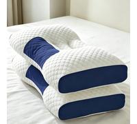 Genérico 2 Pack Side Sleeper Pillows, 3D Ergonomic Neck Support Pillows with Soybean Fiber Filling, Breathable Soft Bed Pillows for Side Back Stomach Sleepers, Removable Washable Cover(Blue)