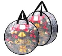 Genérico 2 Pack Wreath Storage Bag - Transparent 26 Inch Holiday Decoration Organizer | Wreath & Garland Storage Box For Moving, College Packing, Apartment, Garage | Keeps Decor Clean & Visible