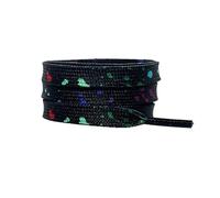 Genérico 2 pares de cordones planos de poliéster con diseño de salpicaduras de tinta dorada para zapatillas de deporte, de 100 a 160 cm de largo.(Black color,100cm)