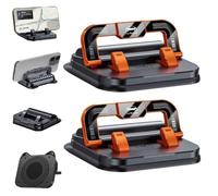 Genérico 2 pcs Foldable Car Phone Holder 360 Degree Rotation,2 in 1 Dashboard Stand & Number Plate Cellphone Mount,Bottom Adhesive Fixation,Suitable for Car Navigation in-Car Dashboard (Orange)