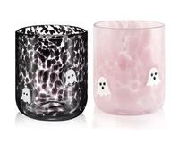 Genérico 2 Pcs Halloween Icon Juice Glasses, New 14oz Icon Stemless Drinking Pumpkin Glasses Set, Pumpkin Icon Glasses, Ideal for Gift Party Lovely Gifts Drinkware (2PCSA)