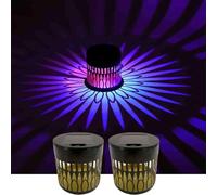 Genérico 2 Pcs Luz Solar Proyectora De Mandalas,Luces Solares De Mandalad De Colores Para Exteriores,Luz De Valla De Metal Impermeable Para Patio,JardíN,Patio,Terraza,Patio Trasero (D)