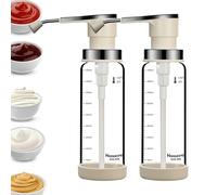 Genérico 2-Piece Glass Condiment Bottles, Refillable Pump Dispenser Set, Dressing and Syrup Container, Home Kitchen Restaurant Storage Tool for Oil, Honey, Camping, and Liquid