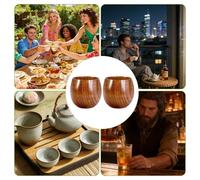 Genérico 2 Pieces Retro Wood Cup - Wooden Cups, Wooden Cups For Drinking, Hot Drinks Mug For Dining Cafe, WoodenS Countertop Coffee Tea Espresso Latte FORS Wine, Milk, Party, Kitchen, TEA, COFFEE