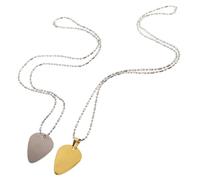 Genérico 2 Piezas Collar Colgante Púa de Guitarra de Acero Inoxidable, Color Plata y Dorado, Cadenas de 60 Cm Estilo Bambú, Accesorio para Músicos Rockeros y Amantes Guitarra