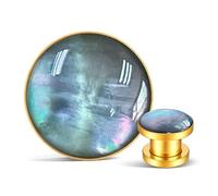 Genérico 2 Piezas Concha Abulón Natural & Acero Inoxidable Túneles 8-25mm, Polea Dilatador de Perforación - Plugs Perforados Joyas Stretching(A-Gold,25mm (1"))