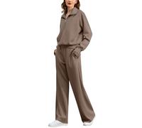 Genérico 2 Piezas Conjunto Chandal Mujer Invierno Otoño Pantalon y Sudadera Media Cremallera Conjunto Deporte Fitness Running Gym Chándal Mujer Completo con Bolsillos Casual Vestir Dos Piezas