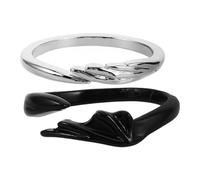 Genérico 2 Piezas Conjunto de Anillos de Amantes Ángeles y Demonios, Estilo Moda, Aleación de Zinc, para Novias y Novios, Obsequio Día de San Valentín y Uso Cotidiano