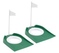 Genérico 2 Piezas Copa para Hoyo de Putting de Golf Portátil, Anillo de Práctica de Putting de Plástico Verde, Ayuda para Entrenamiento Interior y Mejora de Habilidades de Golf
