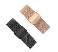 Genérico 2 Piezas Correa de Reloj Para Smartwatches, 10MM A 22MM Correa de Reloj de Acero Inoxidable Universal Liberación Rápida Aplicable Al 98% de Los Relojes(Black+Rose Gold,17MM)
