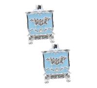 Genérico 2 piezas de algodón caja joyería caja cara algodón almohadillas Make up Holder Metal contenedor Blow Dryer Comb Attachment Ring Storage Organizer Metal Bracket Plastic Cotton Swab Dispenser