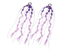 Genérico 2 Piezas De De Caballo De Burbujas Para Niñas Color Amarillo Rubio Burbujas Para Niñas Extensiones De Trenzas De Color Rosa Brillante Pre-Extensiones Con De Caballo