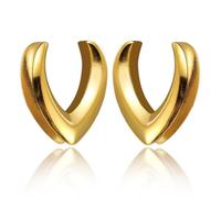 Genérico 2 Piezas de Tapones de Túneles de Oído en Acero Inoxidable 8-25 mm - Expansor de Oído en Estilo de Silla - Aretes Punk Perforados en Acero de Titanio Anti - Alérgico(Gold,8mm (0g))