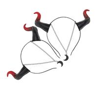 Genérico 2 Piezas Diadema de Cuernos de Vaca Rojos y Negros para Halloween Accesorio de Pelo Cosplay Fiesta