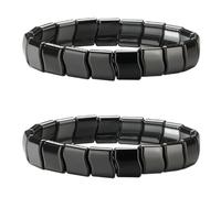 Genérico 2 Piezas Hematite Bracelet, Pulsera De Hematita Hombre, Pulseras Joyería Hombre, Accesorios De Estilo, Regalo, Piedra De Joyería Masculina De Para Look Casual Formal San Valentín
