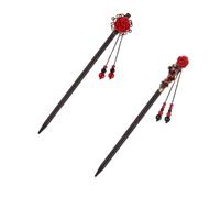 Genérico 2 Piezas Horquilla máquina de para el cabello cerda moño de pelo neto hair clips orquillas pasadores de pelo para el peinado de la boda palillo de pelo Madera Coffee