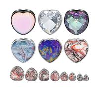 Genérico 2 Piezas Kit de Tapones & Túneles Corazón Acero Inoxidable 8-25mm con Circonita Cúbica Color - Joyas para Expansión de Orejas(D,22mm)