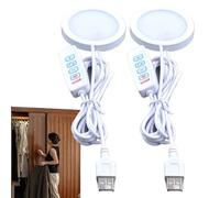 Genérico 2 Piezas Lámparas Redondas LED Ultrafinas USB Impresas En 3D Para Gabinetes De Vino, 5V Alimentado Por USB Ajustable, Lámpara De Gabinete Delgada Kit De Luz LED, Pequeño