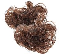 Genérico 2 Piezas Moño Postizo Pinza Grande Extensiones de Cabello Rizado y Ondulado Color Marrón Claro Accesorios para Peinados Casuales y Moños Despeinados