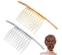 Genérico 2 Piezas peine hair clips horquillas moño pasador hair pin hair topper cerda accesorios para el cabello de las niñas abrazadera doble Pinza para el cabello tocado de niña aleación