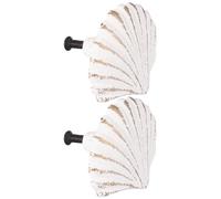 Genérico 2 Piezas Tirador de Tocador y Tirador de Armario Forma de Concha Marina en Hierro Fundido, Pomo Infantil Decorativo para Cajón y Puerta en Decoración Náutica