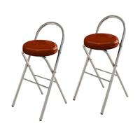 Genérico 2 Sillones Altos Plegables, Asiento Acolchado Marrón con Respaldo y Reposapiés, Altura Adultos para Isla de Cocina o Desayuno(75cm/30in)