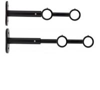 Genérico 2 soportes de pared dobles para barras de cortina Ø 20 mm - Soportes extensibles y ajustables de 150 a 195 mm - Fijación sólida para doble cortina y visillo - Color negro mate