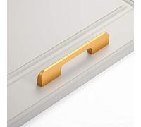 Genérico 2 tiradores alargados para armarios, de color gris hierro, de aleación de aluminio macizo, para cajones, puertas de armarios de cocina y muebles (orificio dorado de 128 mm).