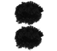 Genérico 2 Unidades Peluca Afro Rizada Negra Corta para Hombres y Mujeres Fibras Sintéticas Resistentes al Calor y Estilo Natural para Salidas Casuales