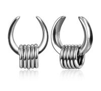 Genérico 2 Unidades Túneles de Oreja Acero Inoxidable Montura 8-25mm - Expansor de Hebilla Punk para Estiramiento de Orejas, Plug Calibradores de Acero Titanio(Silver,19mm (3/4"))