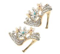 Genérico 2 Unids Zapatos De Tacones Altos Forma Broche Pin Para Mujeres Novias Diamante Broche De Tacón Alto Joyería Rhinestone Flor Broche Tacón Alto Bisutería