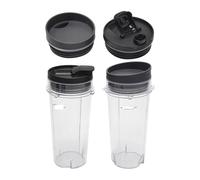 Genérico 2 Vasos de 16 oz con Cuatro Tapas, repuestos for licuadora, compatibles con licuadoras Ninja BL660, BL770, BL740/QB3000/BL810 - Y48A
