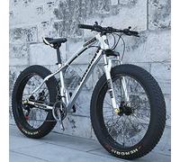 Genérico 20/24/26 x 4.0 Inch Thick Wheel Mountain Bikes, Adult Fat Tire Mountain Trail Bike, 7/21/24/27/30 Speed Bicycle, High-Carbon Steel Frame, Dual Suspension Doble Disc Brake Bcycle, White White