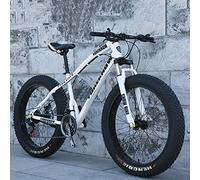 Genérico 20/24/26 x 4.0 Pulgadas de montaña de celo Gruesa, Adult Fat Tire Mountain Trail Bike, 7/21/24/27/30 Spey Bicycle, High-Carbon Steel Frame, Dual Suspension Doble Disc Brake Bicycle, White