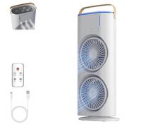 Genérico 20.29 Fl Oz Double-Ended Spray Fans, Portable Misting 120°Oscillating Fans, Rechargeable 3 Speeds with Remote, with Large Capacity Water Tank Control for Home, Office (1Pcs)